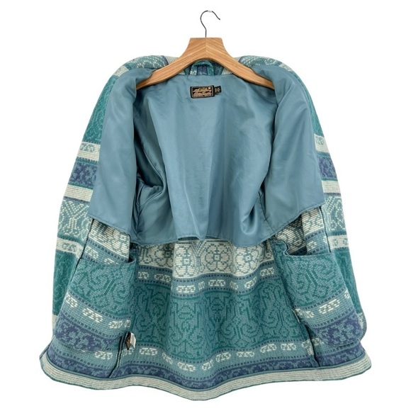 Eddie Bauer Vintage Blanket Wool Barn Toggle Shawl Collar Coat Size MP - Picture 2 of 14